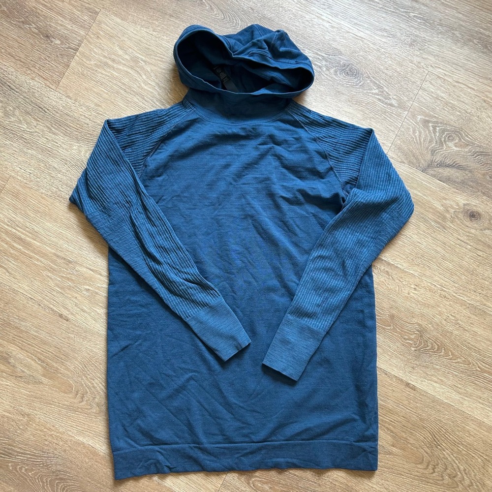 Lululemon Men's Keep the Heat Thermal Hoodie M3AS4S L Blue Long Sleeve Pullover